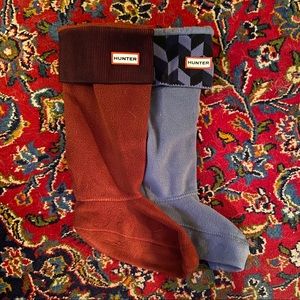 2 Pair Hunter Boot Liners Burgundy and Blue Large